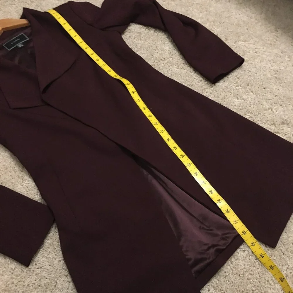 Le Château Long Burgundy Open Front Blazer Cardigan Jacket Size XXS - Picture 14 of 15